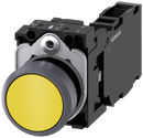 SIEMENS 3SU1130-0AB30-1FA0 Pushbutton, 22 mm, round, plastic with metal front ring, yellow, button, 1 NO + 1 NC