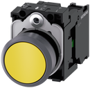 SIEMENS 3SU1130-0AB30-1BA0 Pushbutton, 22 mm, round, plastic with metal front ring, yellow, button, 1 NO