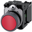 SIEMENS 3SU1130-0AB20-1BA0 Pushbutton, 22 mm, round, plastic with metal front ring, red, button, 1 NO