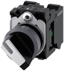 SIEMENS 3SU1130-2BF60-3MA0 Toggle switch, illuminable, 22 mm, round, metal front ring, white, 1 NO+1 NC