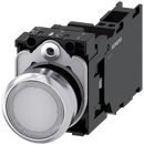 SIEMENS 3SU1152-0AB60-3FA0 Pushbutton, illuminated, 22 mm, round, metal, high gloss, white, button, 1 NO + 1 NC