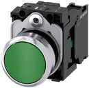 SIEMENS 3SU1150-0AB40-1BA0 Pushbutton, 22 mm, round, metal, high gloss, green, button, 1 NO