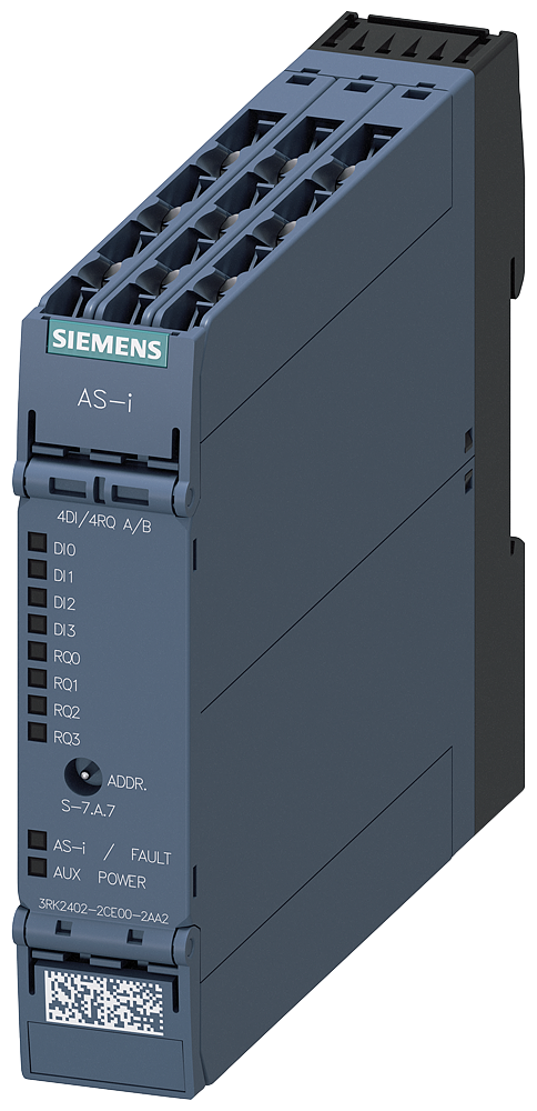 SIEMENS 3RK2402-2CE00-2AA2 AS-i SlimLine compact module A/B slave 4 DI/4 RQ, IP20 4 x input 3-wire sensor