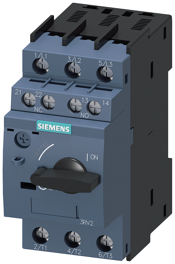 Siemens 3RV2411-1KA15 Circuit breaker size S00 for transformer protection A-release 9...12.5 A N-release 260 A screw terminal Standard switching capacity with transverse auxiliary switches 1 NO+1 NC