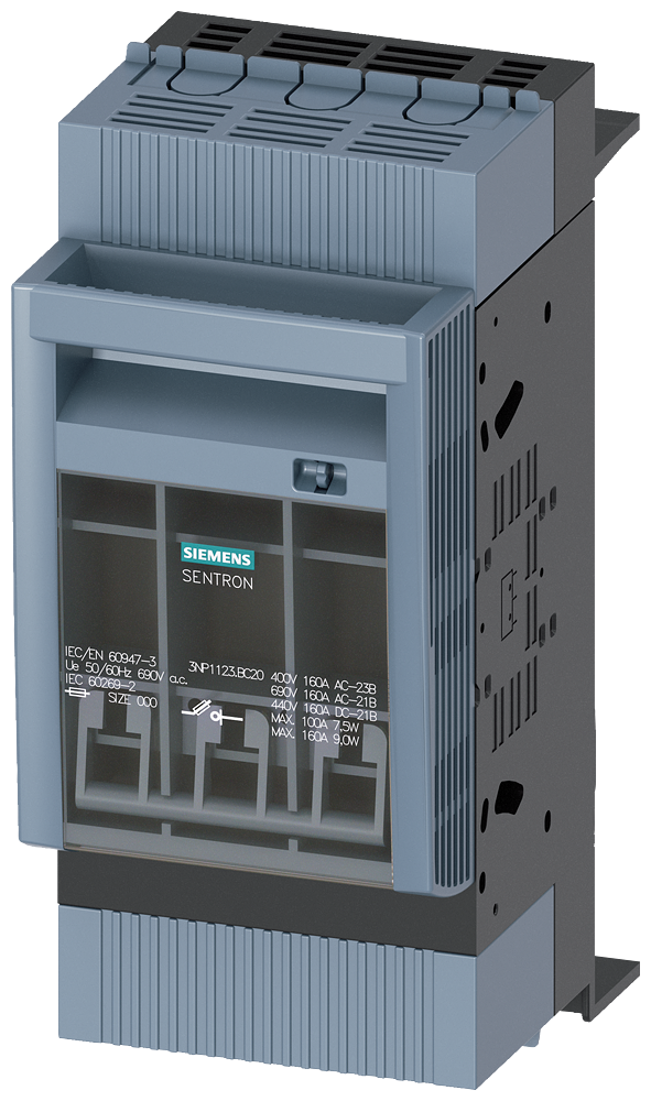 SIEMENS 3NP11231BC20 SENTRON, 3NP1 fuse switch disconnector, 3-pole, NH000, 160 A
