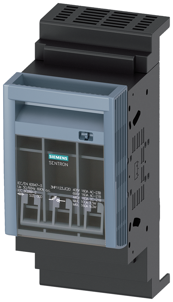 SIEMENS 3NP11231JC20 SENTRON, 3NP1 fuse switch disconnector, 3-pole, NH000, 160 A