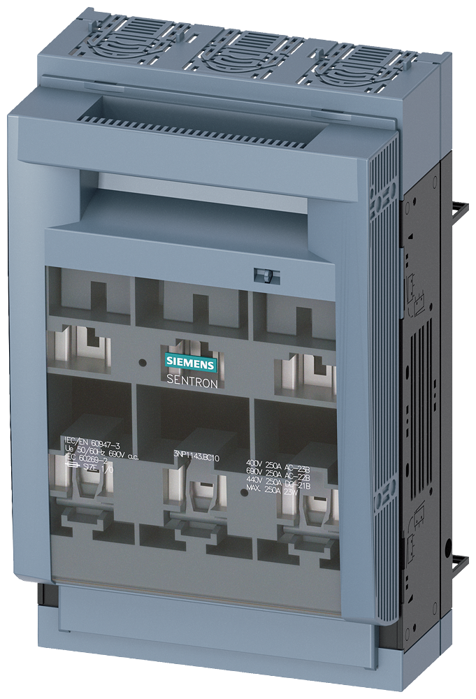 SIEMENS 3NP11431BC10 SENTRON, 3NP1 fuse switch disconnector, 3-pole, NH1, 250 A