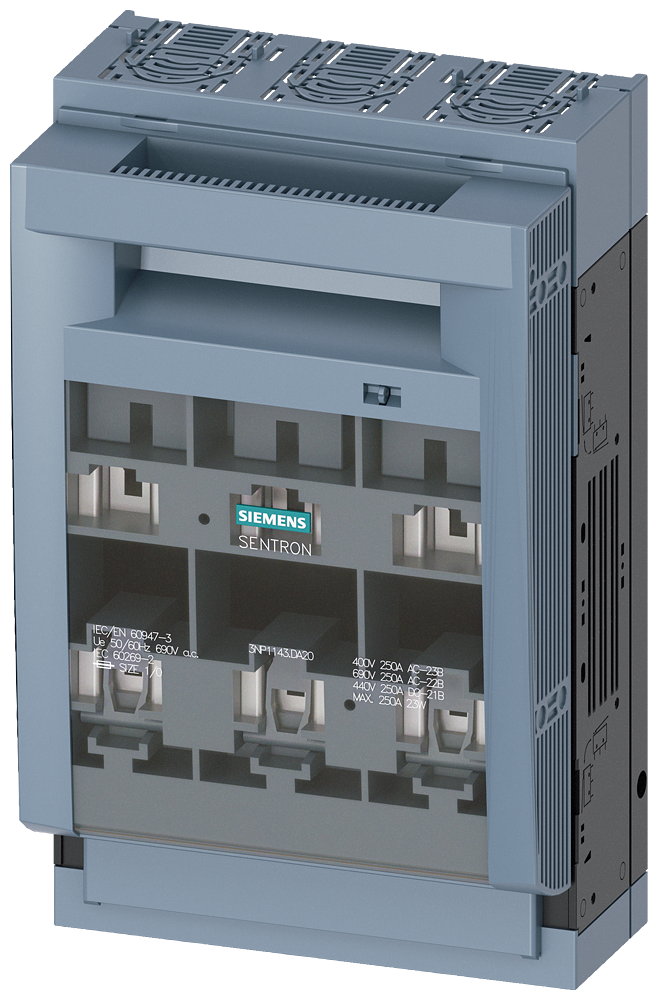 SIEMENS 3NP11431DA20 SENTRON, 3NP1 fuse switch disconnector, 3-pole, NH1, 250 A