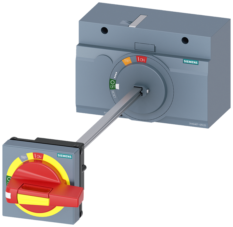 SIEMENS 3VA9467-0FK25 Door-coupling rotary operating mechanism EMERGENCY OFF, IEC IP65 with door interlock, accessory for: 3VA1