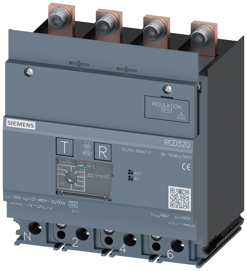 SIEMENS 3VA91140RL10 Residual current device RCD320 basic RCD type A mounted below