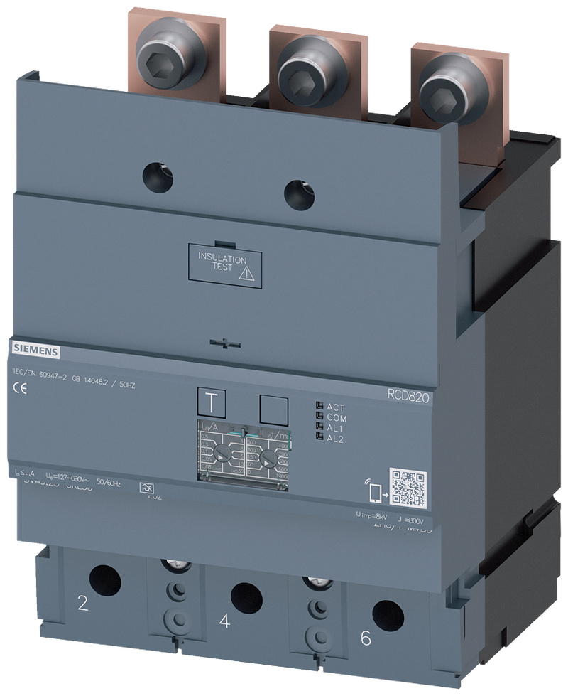 SIEMENS 3VA94230RL30 Residual current device RCD820 advanced RCD type A mounted below