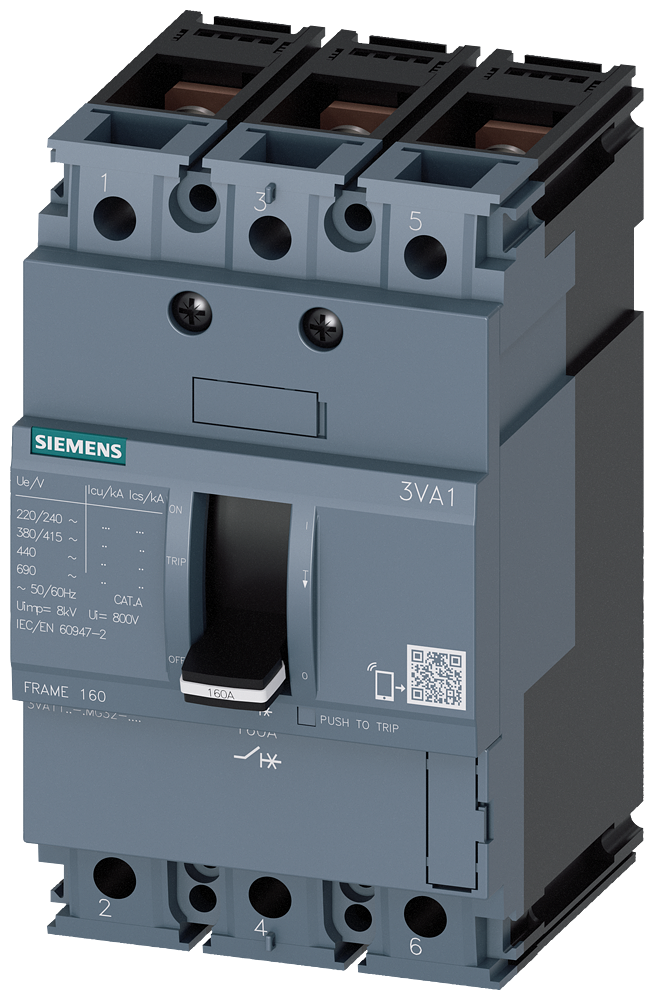 SIEMENS 3VA1192-6MG32-0AA0 Circuit breaker 3VA1 IEC frame 160 breaking capacity class H Icu=70 kA @ 415 V