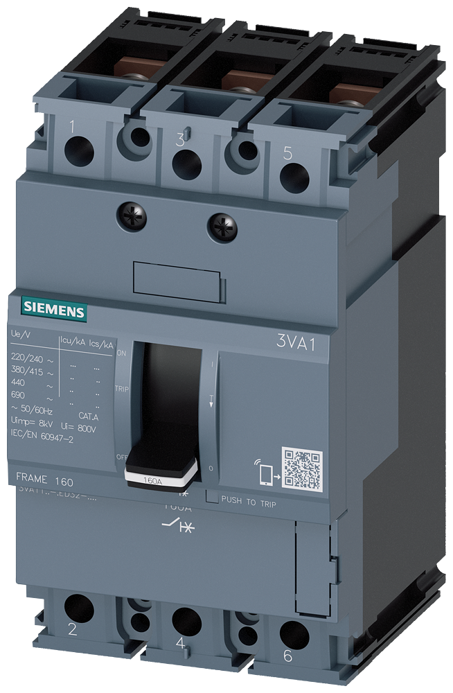 SIEMENS 3VA1112-3ED32-0AA0 Circuit breaker 3VA1 IEC frame 160 breaking capacity class N Icu=25 kA @ 415 V