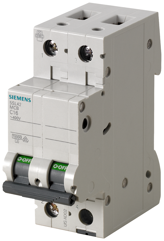 SIEMENS 5SL4250-6 Miniature circuit breaker 400 V 10 kA, 2-pole, B, 50 A