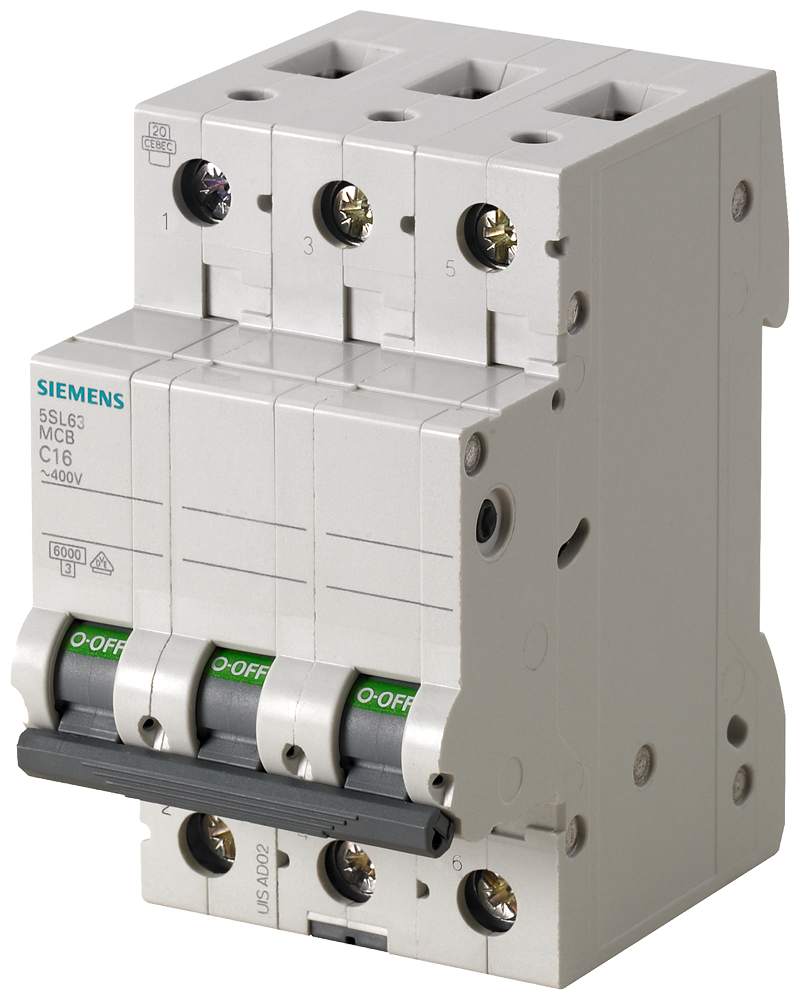 SIEMENS 5SL6306-7 Miniature circuit breaker 400 V 6 kA, 3-pole, C, 6 A