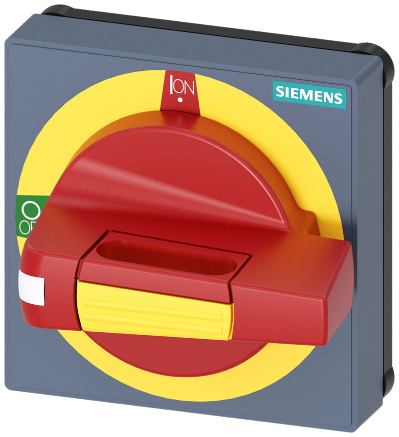 SIEMENS 8UD17712AD05 Handle with masking plate EMERGENCY OFF, size 75x 75, for shaft 6x6 and 8x 8, 0-I