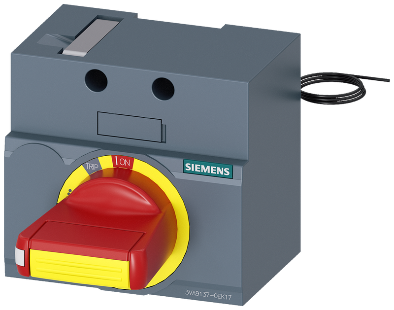 SIEMENS 3VA9137-0EK17 Front mounted rotary operator EMERG. OFF IEC IP30/40 24V DC illumination kit for 3VA5 125