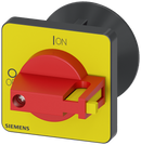 SIEMENS 3LD9343-5C selector switch, red / yellow 48x48 mm Front plate mounting Central hole mounting 22.5mm with coupling part for shaft 6x6 mm, accessory for Load di...