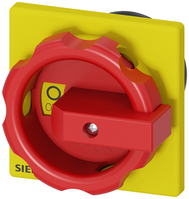 SIEMENS 3LD9344-3C Rotary operator, red/yellow 66x66 mm, front mounting, center-hole mounting 22.5 mm