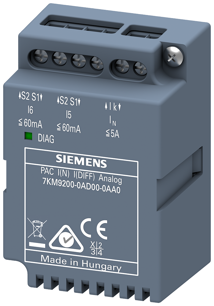 SIEMENS 7KM92000AD000AA0 Expansion module I(N),I(Diff),analog, N conductor measurement, residual current measurement