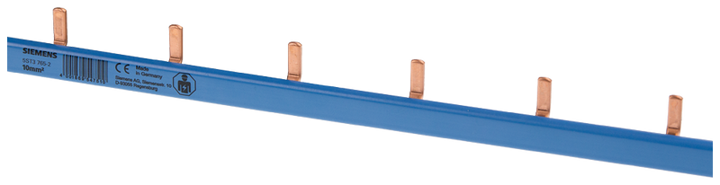 SIEMENS 5ST37652 Pin busbar 1PH 10 mm2, 54 MW blue pin busbar, 1-phase straight 10 mm2, 54 MW