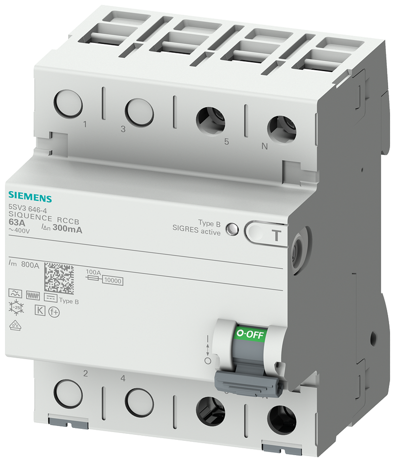 SIEMENS 5SV3321-4 RCCB, 2-pole, type B, short-time delayed, In: 16 A, 30 mA