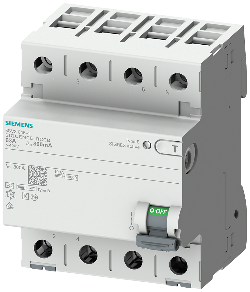 SIEMENS 5SV3644-4KK14 RCCB, 4-pole, type B+, short-time delayed, In: 40 A, 300 mA