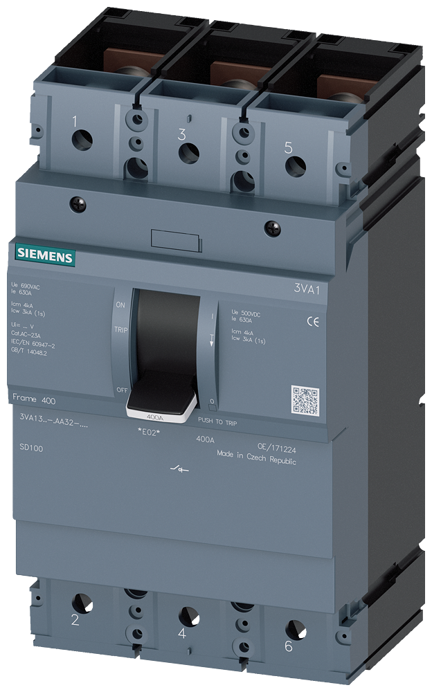SIEMENS 3VA1340-1AA32-0AA0 Switch disconnector 3VA1 IEC frame 400 3-pole SD100, In=400 A without overload protection