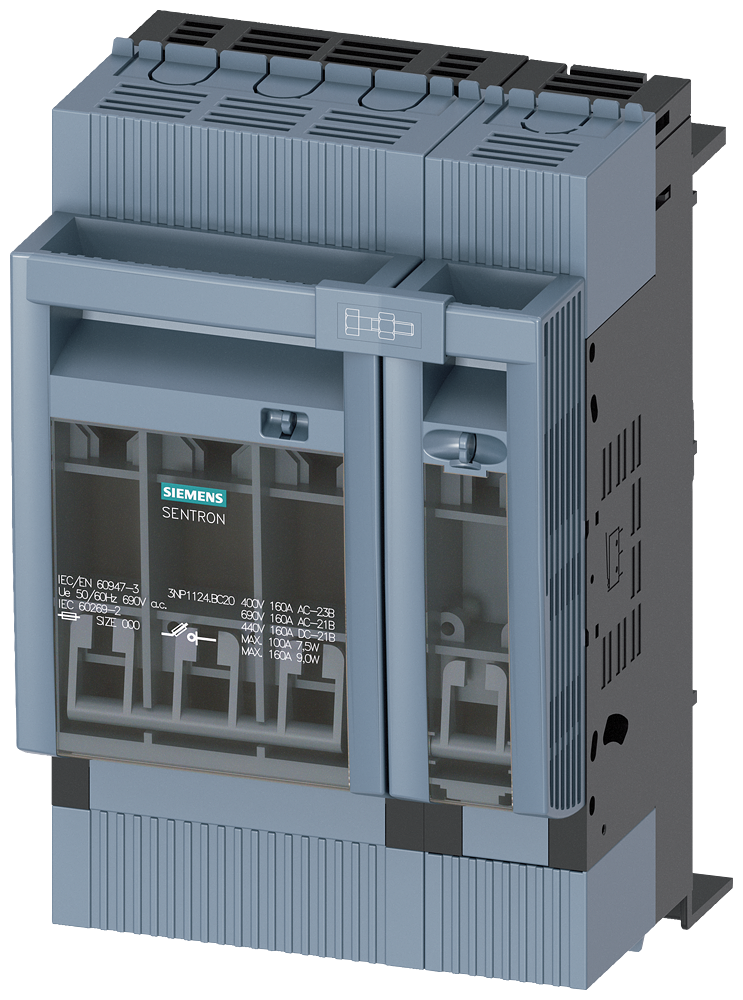 SIEMENS 3NP11241BC20 SENTRON, 3NP1 fuse switch disconnector, 4-pole, NH000, 160 A