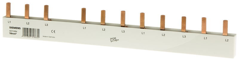 SIEMENS 5ST3654 Pin busbar, 16 mm2, connection: 3-phase/+ 8x phase finger-safe for 1F