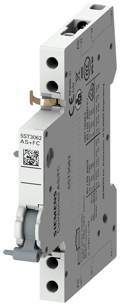 SIEMENS 5ST3062 Auxiliary switch changeover contact and Fault signal contact changeover contact 0.5 MW 230/400 V AC 24-220 V DC for 5SY, 5SL for 5SP, 5SV, 5SU1, 5ST3