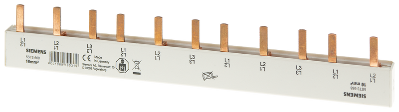 SIEMENS 5ST3668 Pin busbar, 16 mm2, connection: 3-phase/+ 8x phase finger-safe