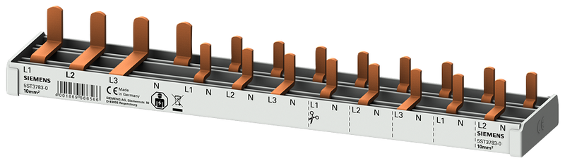 SIEMENS 5ST37830 Compact pin busbar, 10 mm2, connection: 3P/N (RCCB N right) 1x RCCB, 4-pole