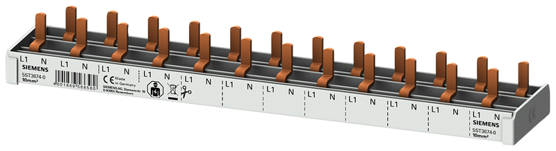 SIEMENS 5ST36740 Compact pin busbar, 10 mm2, connection 1P/N 12x compact device 1 MW