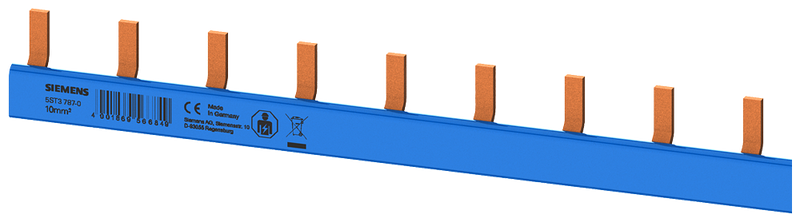 SIEMENS 5ST37870 Compact pin busbar, 10 mm2 N (color blue) MCB 1/N, 1 MW, finger-safe