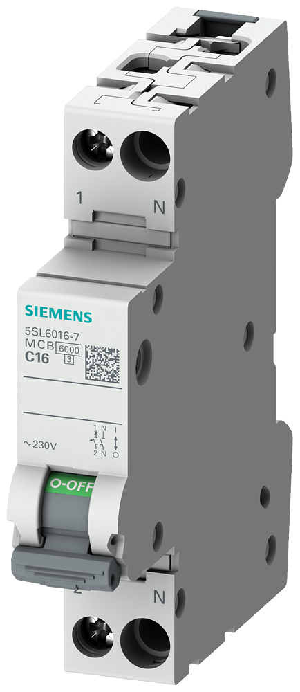 SIEMENS 5SL6006-7 Miniature circuit breaker 230 V 6 kA, 1+N-pole/1 MW C6