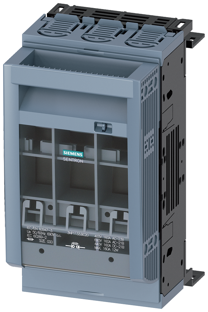 SIEMENS 3NP11331BC20 SENTRON, 3NP1 fuse switch disconnector, 3-pole, NH00, 160 A