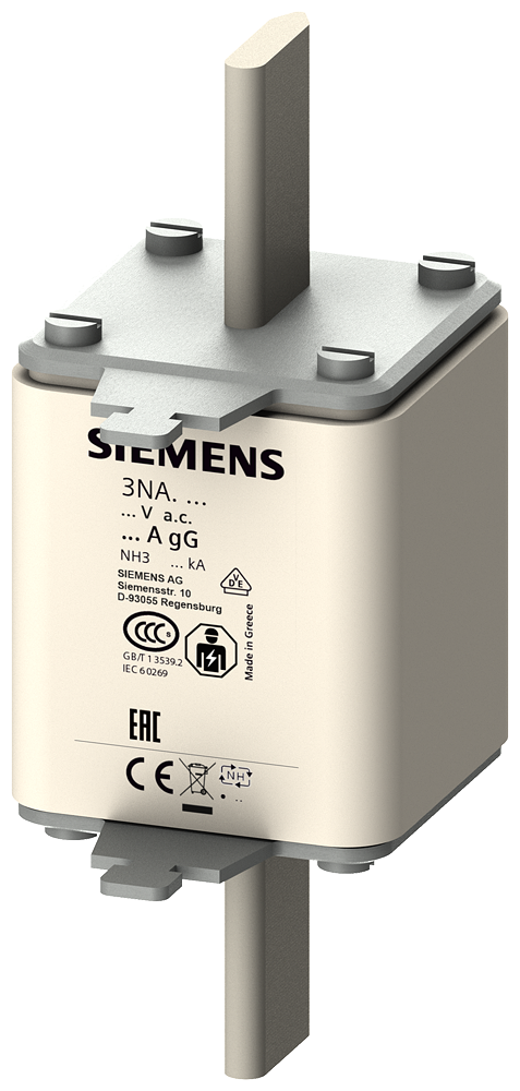 SIEMENS 3NA3340 LV HRC fuse link, NH3, In: 200 A, gG, Un AC: 500 V, Un DC: 440 V