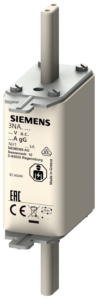 SIEMENS 3NA3105 LV HRC fuse link, NH1, In: 16 A, gG, Un AC: 500 V, Un DC: 440 V