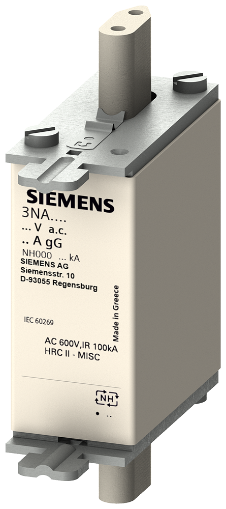 SIEMENS 3NA3812-6 LV HRC fuse link, NH000, In: 32 A, gG, Un AC: 690 V, Un DC: 250 V