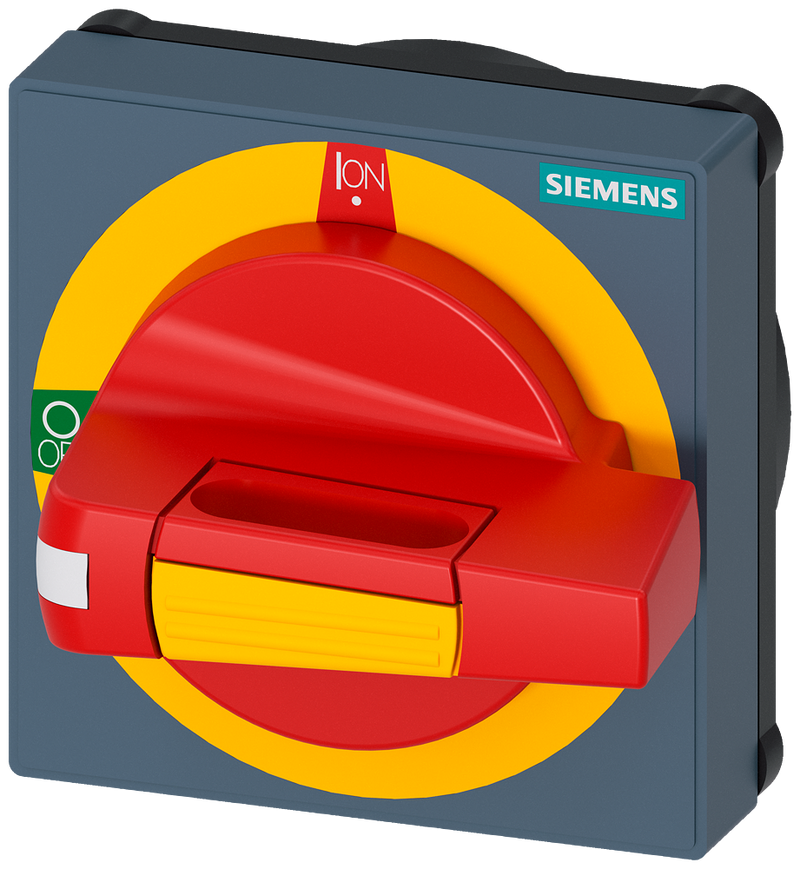 SIEMENS 8UD17312AF05 Handle with masking plate EMERGENCY OFF, size 75x 75, for shaft 8x 8, Test-0-I