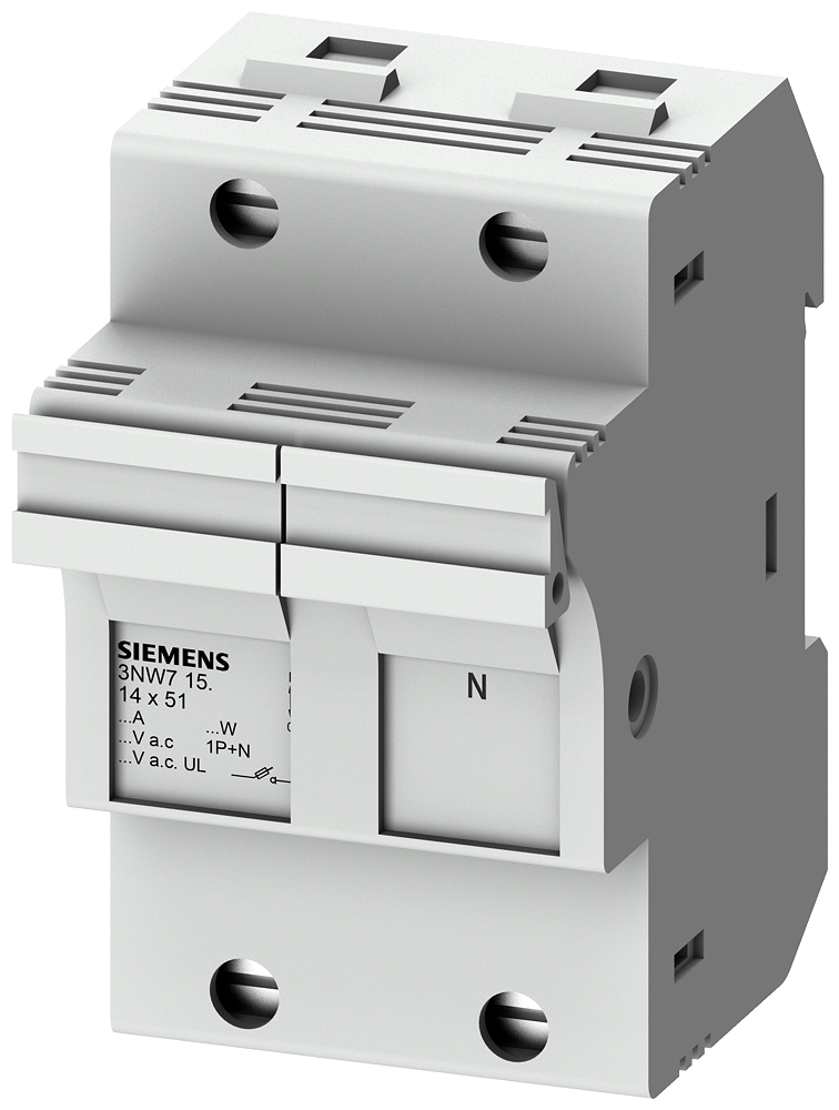SIEMENS 3NW7152 SENTRON, cylindrical fuse holder, 14x51 mm, 1-pole+N, In: 50 A, Un AC: 690 V, LED