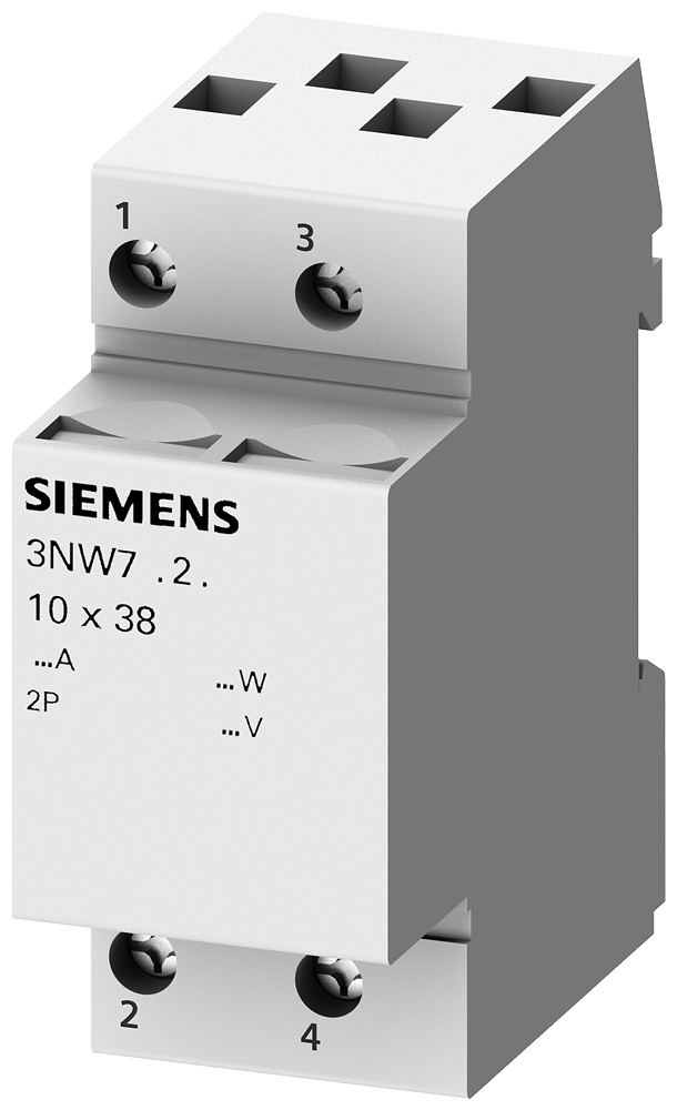 SIEMENS 3NW7023 SENTRON, cylindrical fuse holder, 10 x 38 mm, 2-pole, In: 32 A, Un AC: 690 V