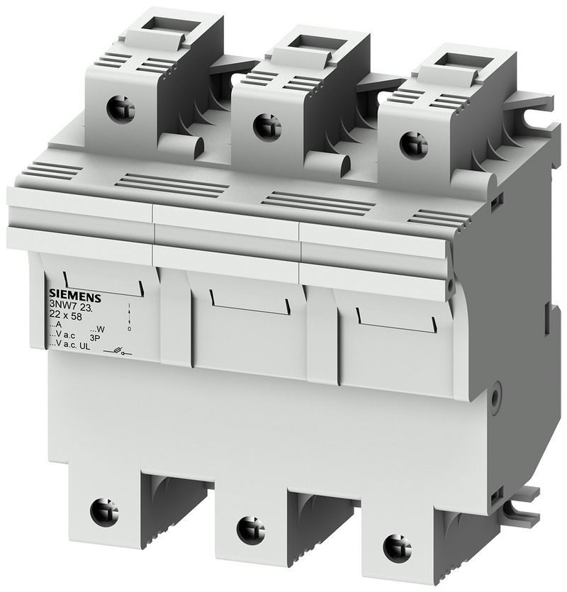 SIEMENS 3NW7231 SENTRON, cylindrical fuse holder, 22 x 58 mm, 3-pole, In: 100 A, Un AC: 690 V