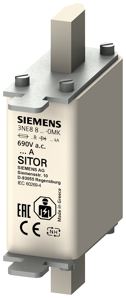 SIEMENS 3NE8815-0MK SITOR fuse link, with blade contacts, NH000, In: 25 A, gR, Un AC: 690 V