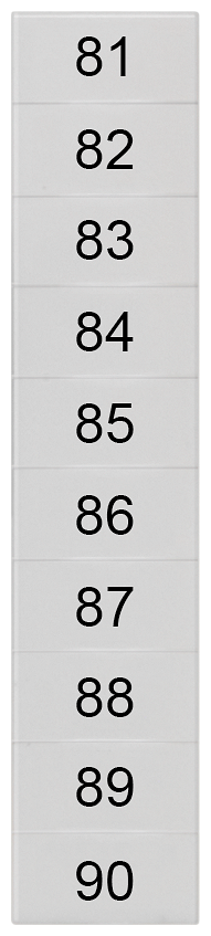 SIEMENS 8WH8140-2AB85 Labeling plate, front, with 81-90, horizontal, terminal width: 5.2 mm