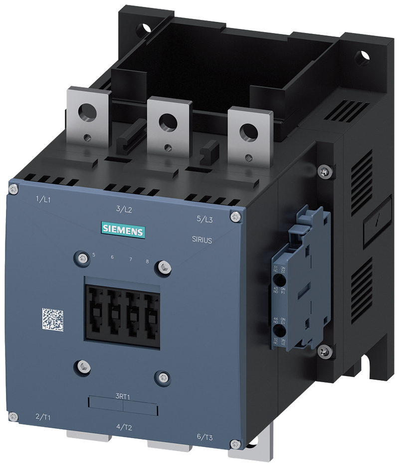 SIEMENS 3RT1075-6LA06 Contactor, AC-3e, 400 A/200 kW/400 V, 3-pole, 2 NO+2 NC, connection bar/screw terminal