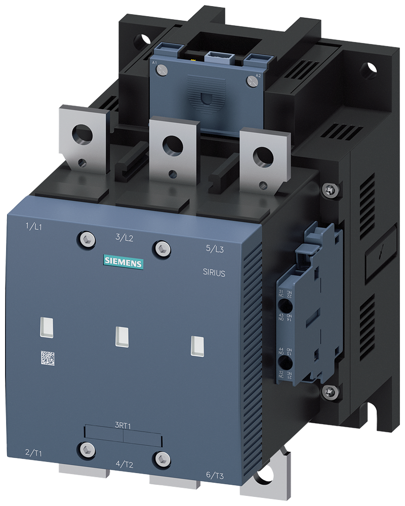 SIEMENS 3RT1265-6NF36 Vacuum contactor, AC-3e, 265 A/132 kW/400 V, 3-pole, 96-127 V AC/DC, PLC-IN optional, 2 NO+2 NC, connection bar/screw terminal