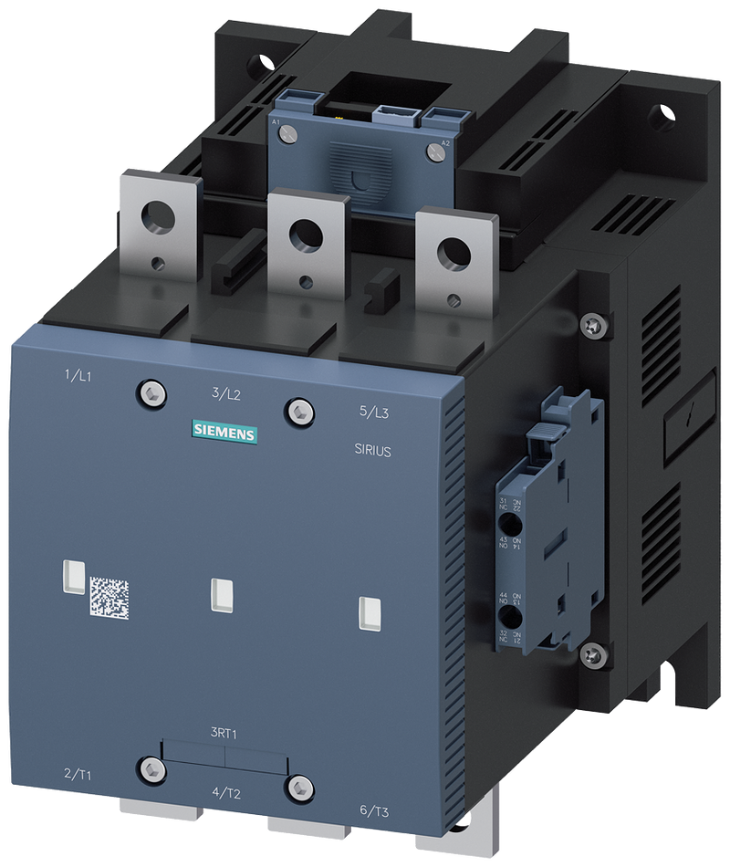 SIEMENS 3RT1276-6NF36 Vacuum contactor, AC-3e, 500 A/250 kW/400 V, 3-pole, 96-127 V AC/DC, PLC-IN optional, 2 NO+2 NC, connection bar/screw terminal