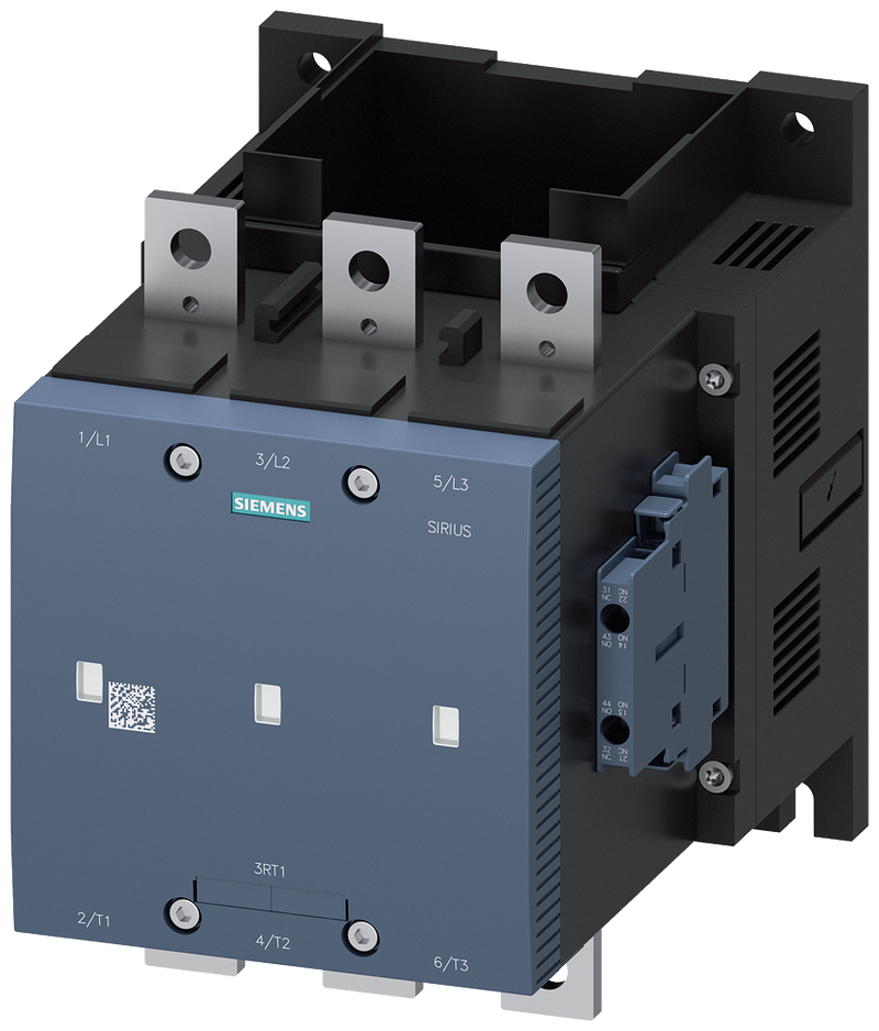 SIEMENS 3RT1275-6AD36 Vacuum contactor, AC-3e, 400 A/200 kW/400 V, 3-pole, 42-48 V AC/DC, 2 NO+2 NC, connection bar/screw terminal